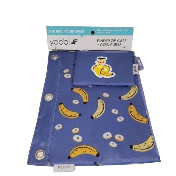 Binder Zip Case & Coin Purse Pencil & Pen Holder Yoobi Banana School Sup… - Picture 1 of 5